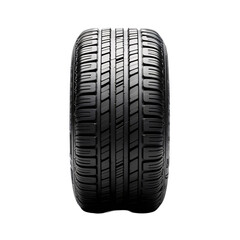 Round black rubber car tire isolated on white background, pattern car tire