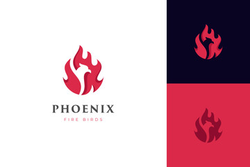 Phoenix Fire logo design. power Falcon or hawk awesome animal illustration vector template
