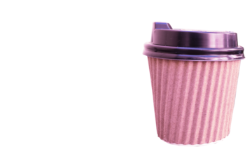 Disposable paper cups with plastic lids isolated on white background.