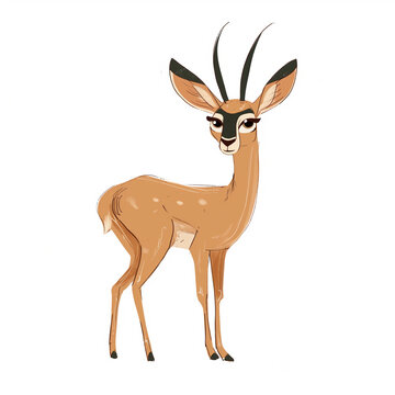 Minimalist digital drawing woodland antelope