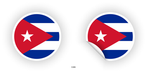 Cuba sticker flag icon in circle shape and circular with peel off isolated on white background.