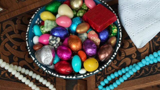 Colorful Candy and Chocolate in the Turkish Desserts, Special Concept Video for Ramadan, &Uuml;sk&uuml;dar Istanbul, Turkiye (Turkey)	