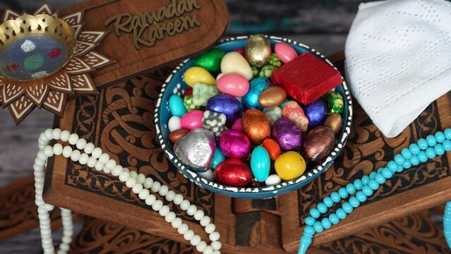 Colorful Candy and Chocolate in the Turkish Desserts, Special Concept Video for Ramadan, &Uuml;sk&uuml;dar Istanbul, Turkiye (Turkey)	
