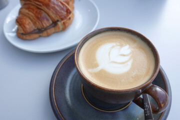 Coffee cup on wood table 