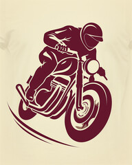 Design of a motorcyclist on a motorcycle. Flat graphics of one color.