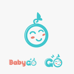 fun and cute baby face logo icon vector template on white background