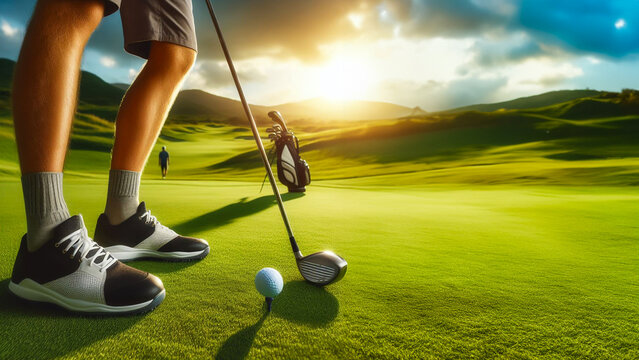 Strategic Stance: Professional Golfer's Leg Positions for Optimal Impact, Dominating the Golf Field with Precision