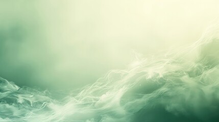 Ethereal green and turquoise mist swirling gracefully, creating a serene, dream-like abstract backdrop with a soothing color palette. - obrazy, fototapety, plakaty