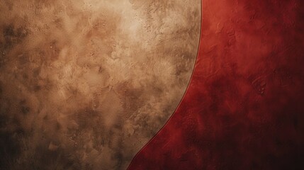 Abstract textured background with a two-tone division: beige and grunge on one side, deep red with...