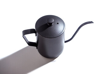 Goose neck kettle isolated on white background. This kettle is usually used by baristas to brew...