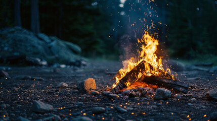 A glimpse of a campfire in the distance the comforting glow and crackle of flames beckoning the weary explorers onward towards new . .