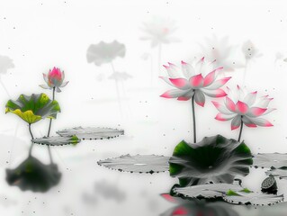 Blooming Flowers Floating in Water