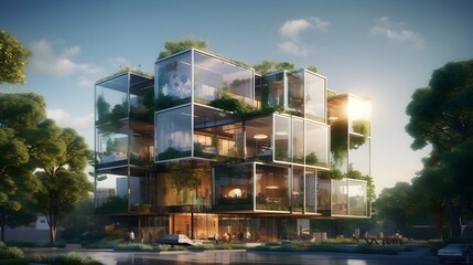 An architect presenting an eco-friendly building design,