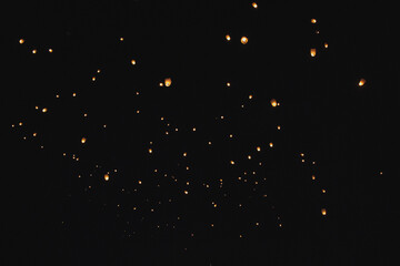 Fire Lanterns in the Night Sky