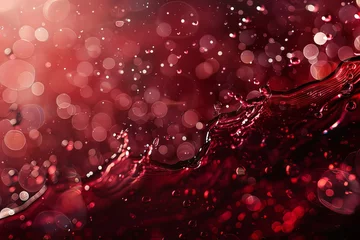 Foto op Plexiglas Red Wine Splashing With Bubbles Close Up And Dew © Sami