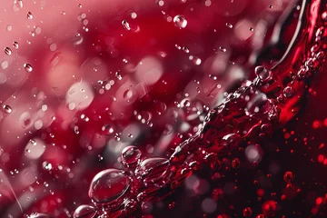 Fototapeten Red Wine Splashing With Bubbles Close Up And Dew © Sami