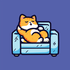 cute cartoon vector illustration design of cat sleeping on the sofa