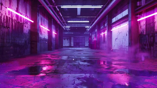 neon evening in a cyberpunk city of a future technology. seamless looping overlay 4k virtual video animation background