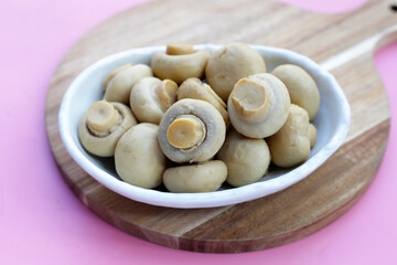 Champignon mushrooms in brine. Canned champignon mushrooms whole
