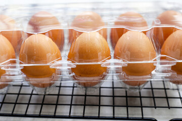 Fototapeta na wymiar Raw chicken eggs, nutritious foods concept