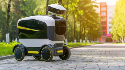 Mobile robot delivering orders. Witness the rise of automation in the delivery process as the mobile robot flawlessly executes each task, redefining the industry with its efficiency and reliability.