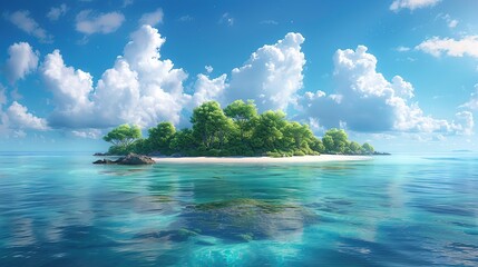 Fototapeta na wymiar Beautiful tranquil natural vacation seascape. Bright summer view of the paradise island. Generative AI