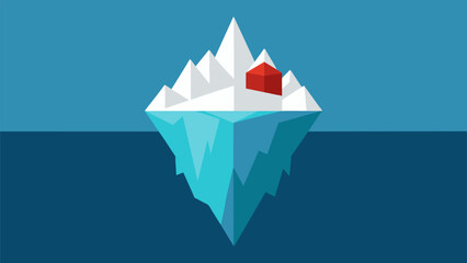 An iceberg with only the tip visible signifying the hidden internal struggles that arise when values and behaviors are at odds. - obrazy, fototapety, plakaty