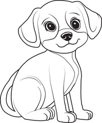 Dog in doodle simple style on white background