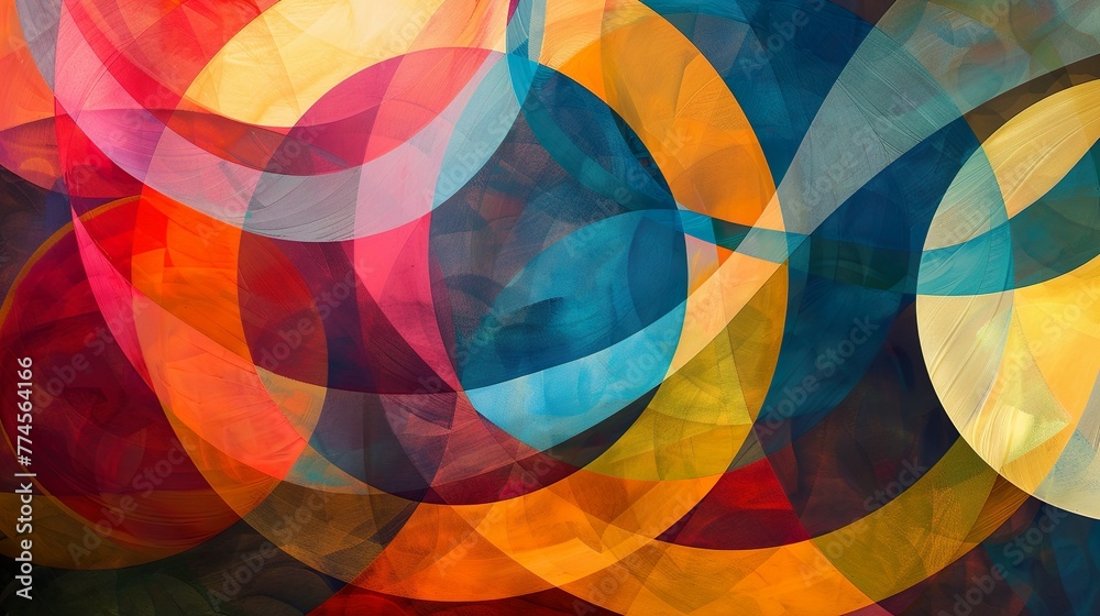 Fototapete an abstract composition of overlapping circles, creating a sense of movement and rhythm.