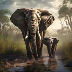 Majestic elephants in the wild.
