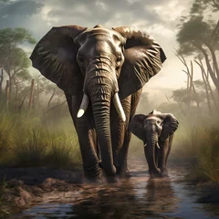 Foto op Aluminium Majestic elephants in the wild. © Cao