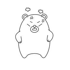 A cartoon bear is angry and has its mouth open. It is a simple drawing of a bear with a frowning expression