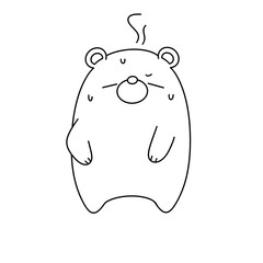 A bear is standing in a room with a hot air vent blowing on it. The bear appears to be cold and uncomfortable