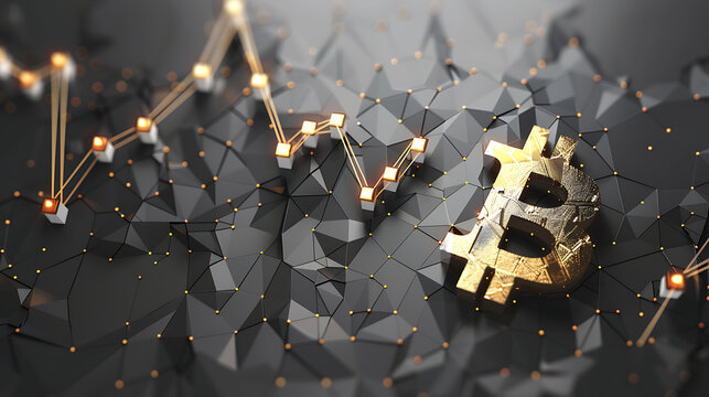 Minimalist Bitcoin wallpaper with black and yellow style, overlaid with price graph