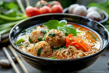Fototapeta premium Thai Noodle with Stewed Pork