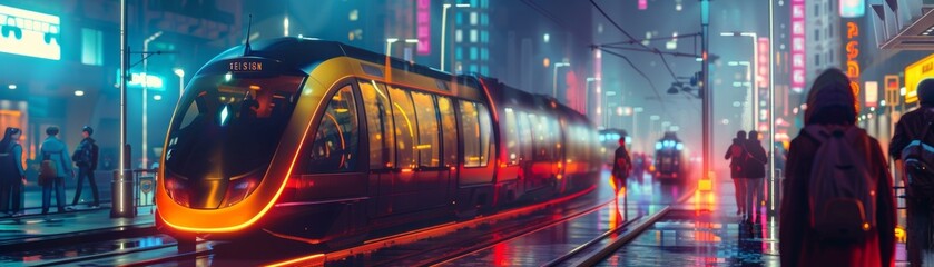 Futuristic urban transit scenes powered by cryptocurrency for smart - obrazy, fototapety, plakaty