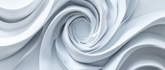 Abstract Forms with Curves. A circular white background. 3D illustration with an abstract background