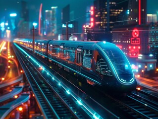 Fototapeta na wymiar High-speed urban rail driven by blockchain for secure
