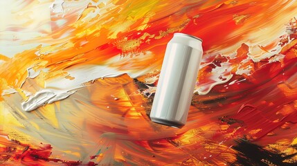 Abandoned Can on a Fiery Abstract Canvas: The Intriguing Fusion of Decay and Art.