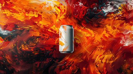 Abandoned Can on a Fiery Abstract Canvas: The Intriguing Fusion of Decay and Art.