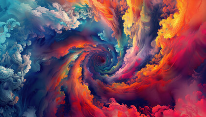 A whirlwind of vibrant colors spiraling into infinity, symbolizing the boundless energy and creativity of the universe - obrazy, fototapety, plakaty