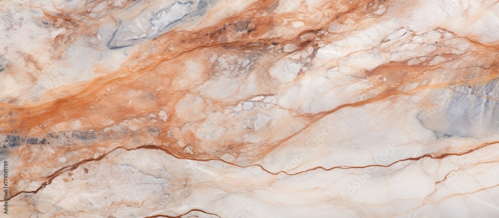 Sticker A textured surface with intricate patterns in shades of brown and white, resembling marble veining