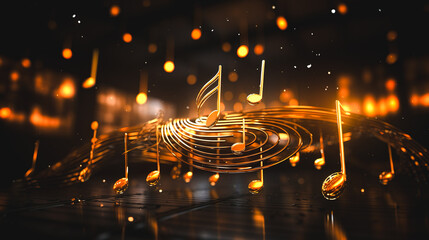 優雅に舞う美しい音符の背景