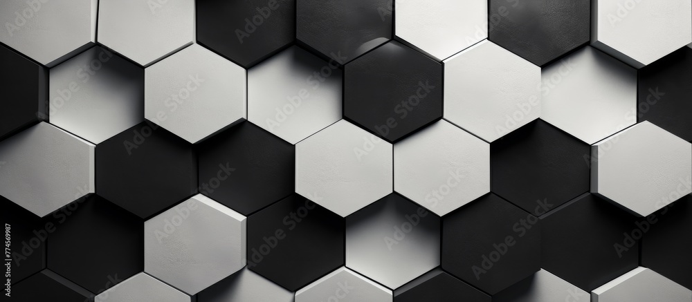 Poster an up-close view of a wall adorned with an array of different hexagonal shapes in various colors and