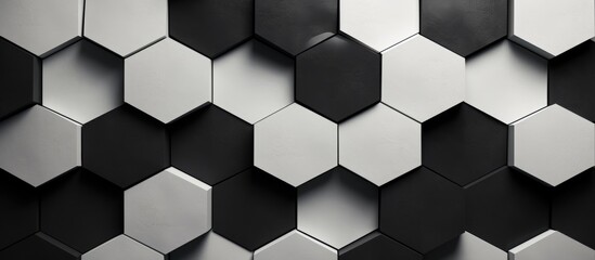 An up-close view of a wall adorned with an array of different hexagonal shapes in various colors and sizes, creating an intriguing pattern