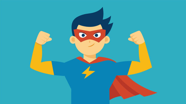 A man wearing a superhero mask trying to convince others and maybe even themselves that they are invincible and dont have weaknesses or fears.