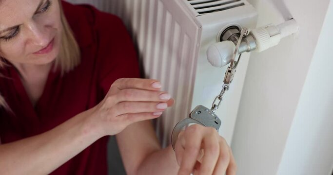 Woman tied to radiator tries to open her handcuffs at home