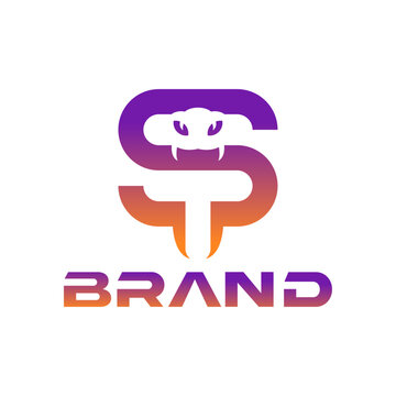 letter S T with negative space of snake logo