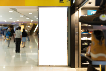 Mockup Blank LED billboard for display in front of shoe store