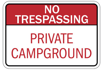 Campsite rules sign private campground